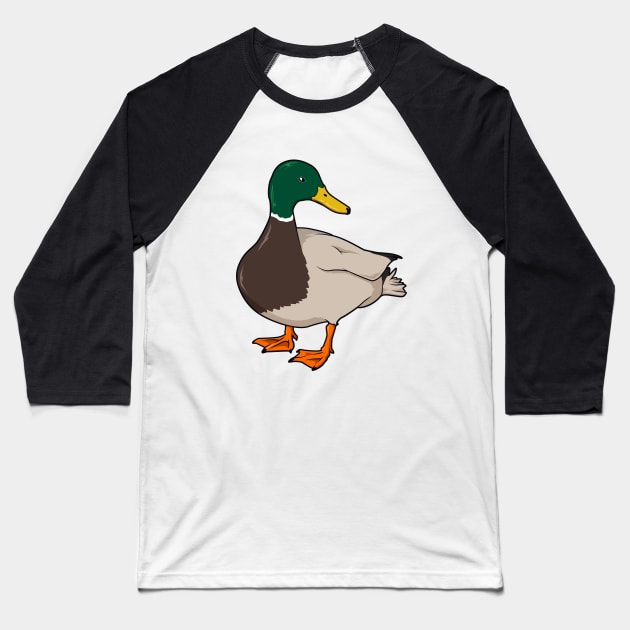Drawing of mallard duck Baseball T-Shirt by Modern Medieval Design
